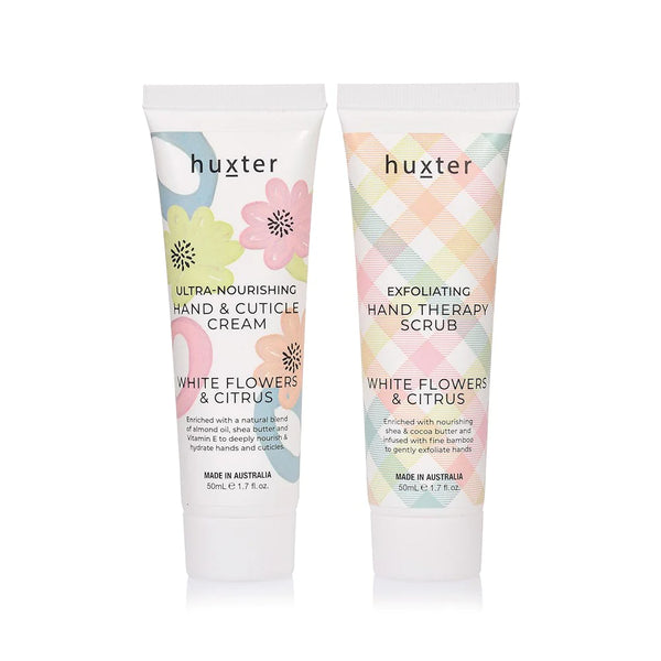 HUXTER - HAND THERAPY DUO (PASTEL CHECKS) - WHITE FLOWERS & CITRUS