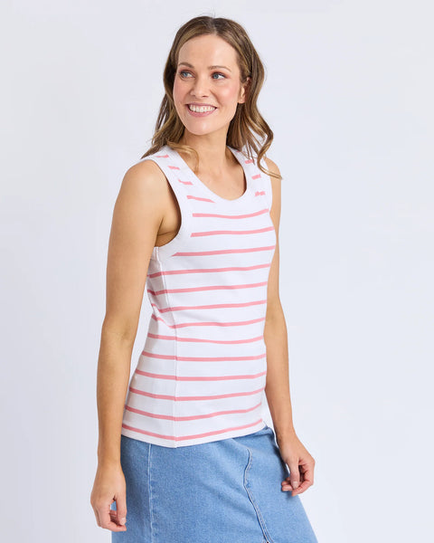 FOXWOOD - IRIS STRIPE TANK WHITE/ROSE STRIPE