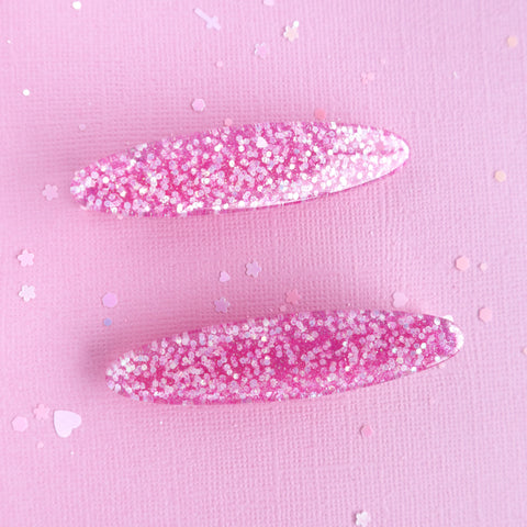 PINK SPARKLE GLITTER HAIR CLIPS