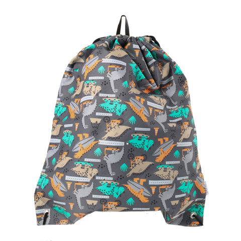 OUT & ABOUT DINO SKATE DRAWSTRING BAG