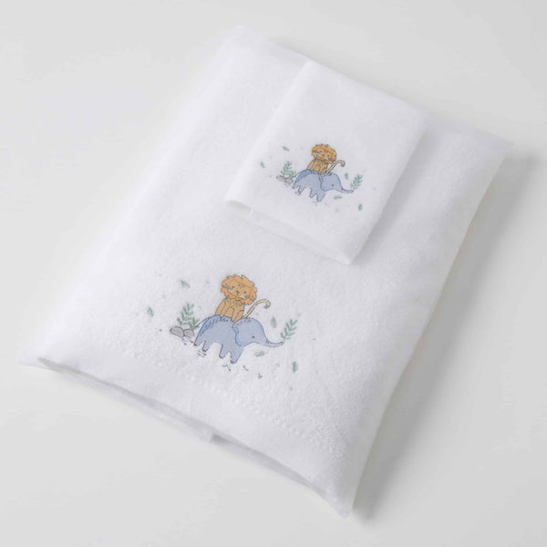 BABY BATH TOWEL & FACE WASHER SET - IN THE JUNGLE