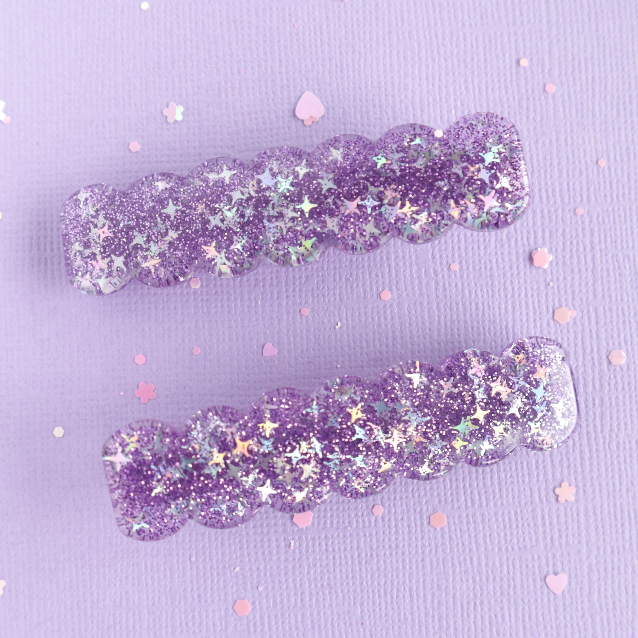 PURPLE SPARKLE HAIR CLIPS