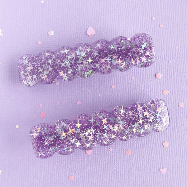PURPLE SPARKLE HAIR CLIPS