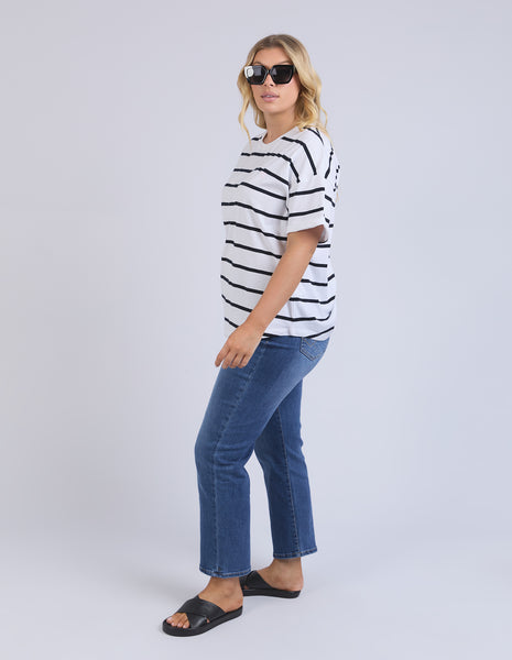 ELM - HALLI TEE WHITE/NAVY STRIPE