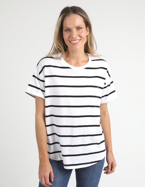 ELM - HALLI TEE WHITE/NAVY STRIPE