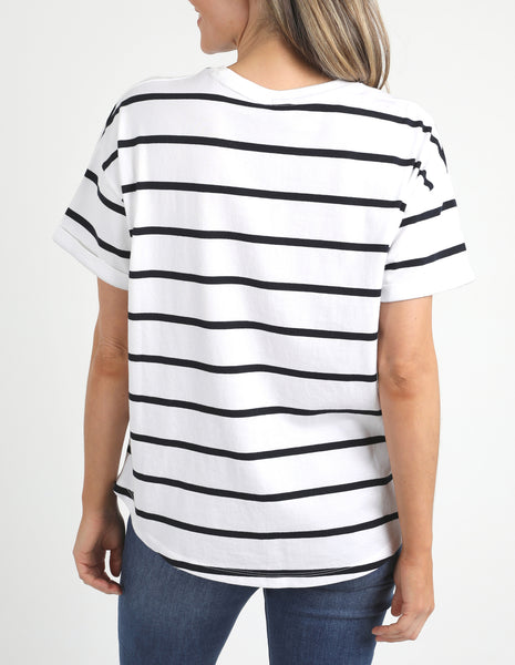 ELM - HALLI TEE WHITE/NAVY STRIPE
