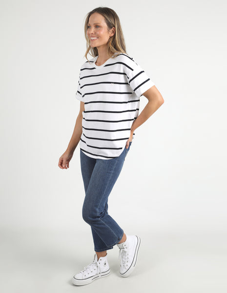 ELM - HALLI TEE WHITE/NAVY STRIPE