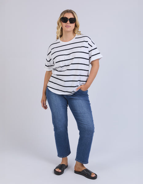 ELM - HALLI TEE WHITE/NAVY STRIPE