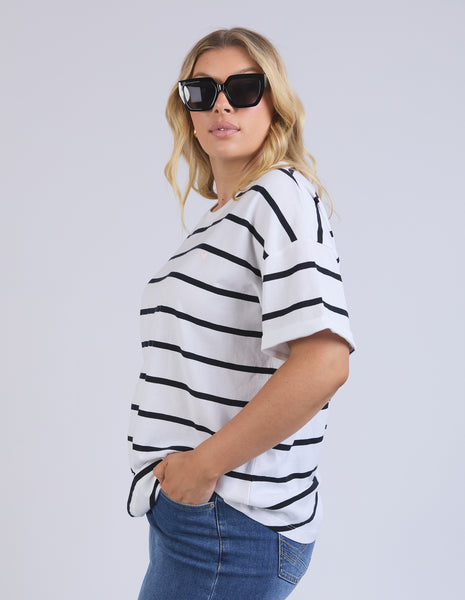 ELM - HALLI TEE WHITE/NAVY STRIPE