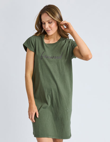 FOXWOOD - SIGNATURE EMBROIDERY TEE DRESS KHAKI