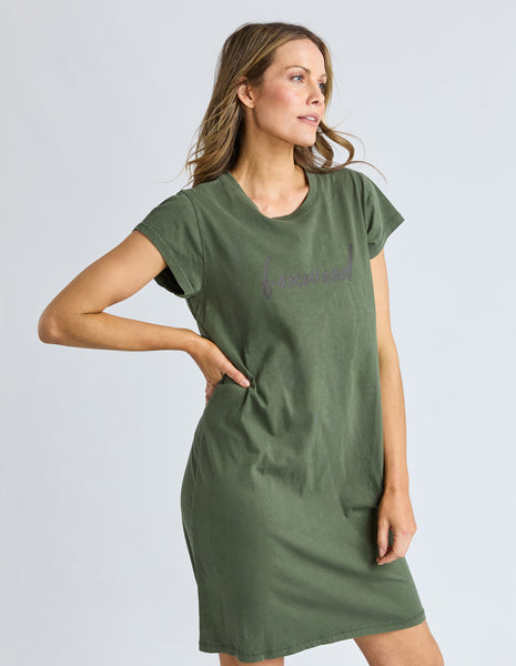 FOXWOOD - SIGNATURE EMBROIDERY TEE DRESS KHAKI