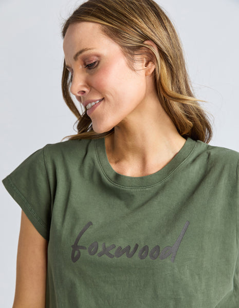 FOXWOOD - SIGNATURE EMBROIDERY TEE DRESS KHAKI