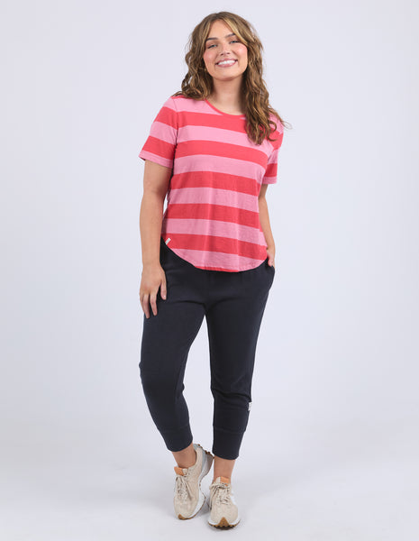 ELM - SPRITZ STRIPE S/S TEE CAYENNE