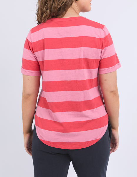 ELM - SPRITZ STRIPE S/S TEE CAYENNE
