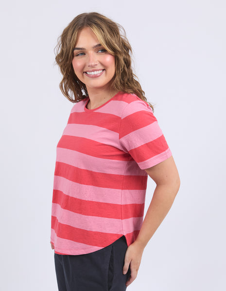 ELM - SPRITZ STRIPE S/S TEE CAYENNE