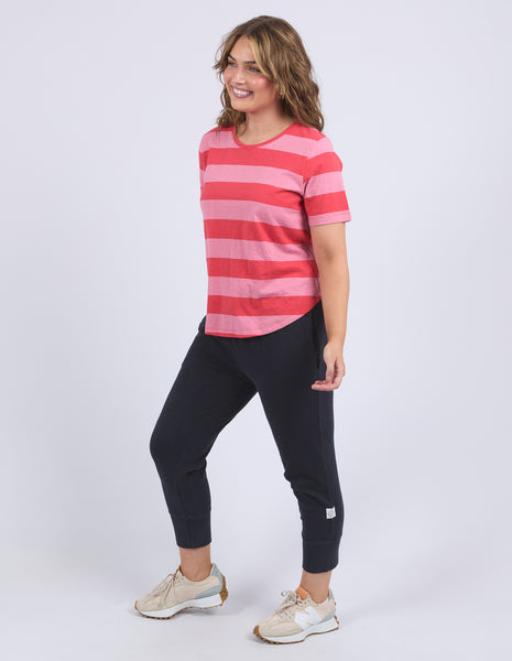 ELM - SPRITZ STRIPE S/S TEE CAYENNE