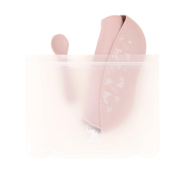 ALL4ELLA - SILICONE BIB WITH SPOON DUSTY PINK