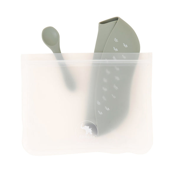 ALL4ELLA - SILICONE BIB WITH SPOON OLIVE
