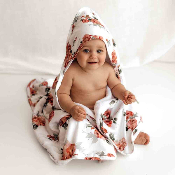 ORGANIC HOODED BABY TOWEL - ROSEBUD