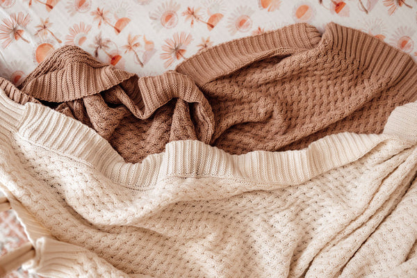 DIAMOND KNIT BLANKET - HAZELNUT