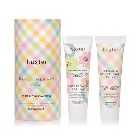 HUXTER - HAND THERAPY DUO (PASTEL CHECKS) - WHITE FLOWERS & CITRUS