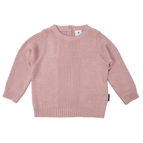 TEXTURED KNIT SWEATER - DUSTY PINK