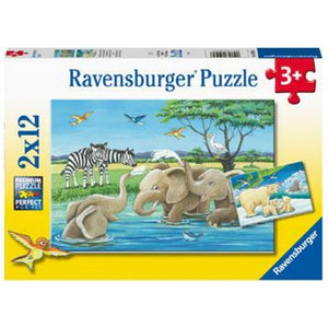 RAVENSBURGER - BABY SAFARI ANIMALS 2x12PC PUZZLE